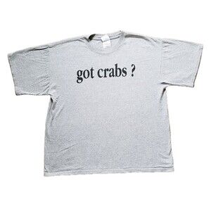 Vintage Y2K Crabby Dicks Got Crabs? Size XL Mens Gray Double Side T-Shirt Ocean